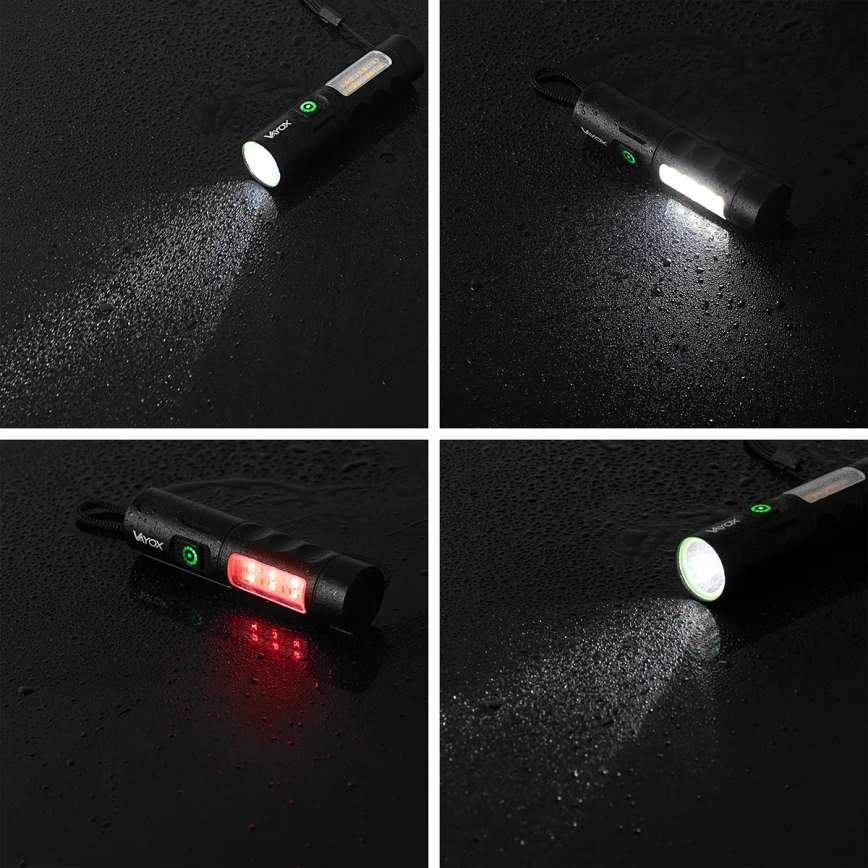 LED Pritemdomas įkraunamas žibintuvėlis su raudonas šviestuvas LED/5W/5V IPX4 250 blizgus 2000 mAh