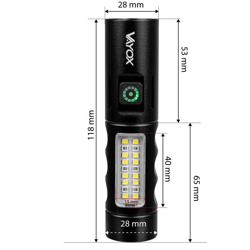 LED Pritemdomas įkraunamas žibintuvėlis su raudonas šviestuvas LED/5W/5V IPX4 250 blizgus 2000 mAh