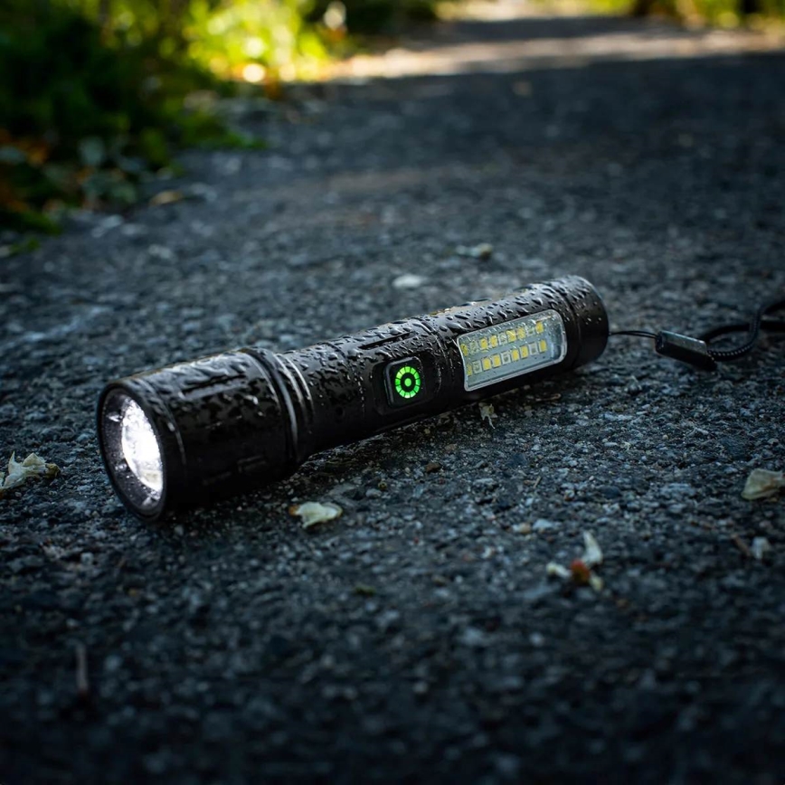 LED Pritemdomas įkraunamas žibintuvėlis su raudonas šviestuvas LED/5W/5V IPX4 260 blizgus 2000 mAh