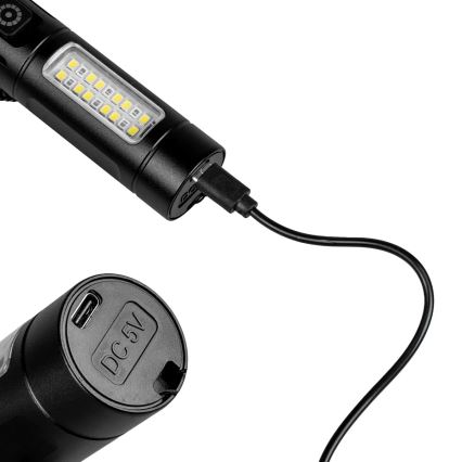 LED Pritemdomas įkraunamas žibintuvėlis su raudonas šviestuvas LED/5W/5V IPX4 260 blizgus 2000 mAh