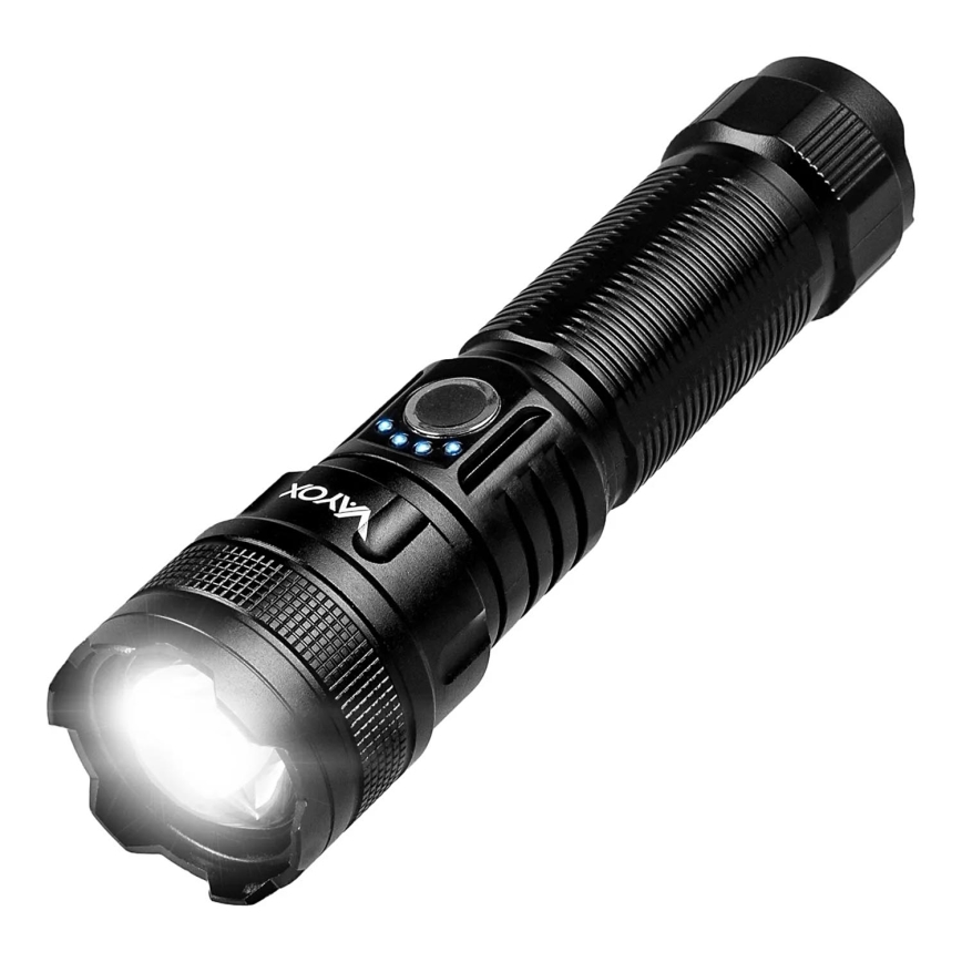 LED Pritemdomas įkraunamas žibintuvėlis su maitinimo bloku funkcija LED/10W/5V IPX4 600 blizgus 2000 mAh