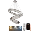 LED Pritemdomas krištolo pakabinamas sietynas LED/115W/230V 3000-6500K blizgus chromas + nuotolinio valdymo pultas