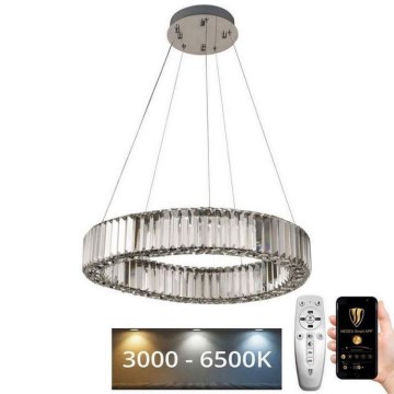 LED Pritemdomas krištolo pakabinamas sietynas LED/40W/230V 3000-6500K blizgus chromas + nuotolinio valdymo pultas