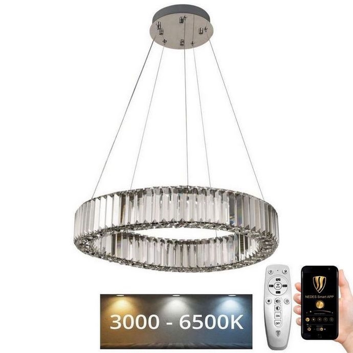 LED Pritemdomas krištolo pakabinamas sietynas LED/40W/230V 3000-6500K blizgus chromas + nuotolinio valdymo pultas