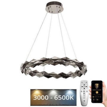 LED Pritemdomas krištolo pakabinamas sietynas LED/40W/230V 3000-6500K blizgus chromas + nuotolinio valdymo pultas