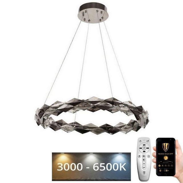 LED Pritemdomas krištolo pakabinamas sietynas LED/40W/230V 3000-6500K blizgus chromas + nuotolinio valdymo pultas