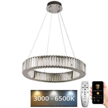 LED Pritemdomas krištolo pakabinamas sietynas LED/40W/230V 3000-6500K blizgus chromas + nuotolinio valdymo pultas