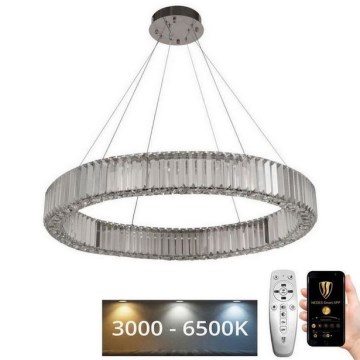 LED Pritemdomas krištolo pakabinamas sietynas LED/50W/230V 3000-6500K blizgus chromas + nuotolinio valdymo pultas