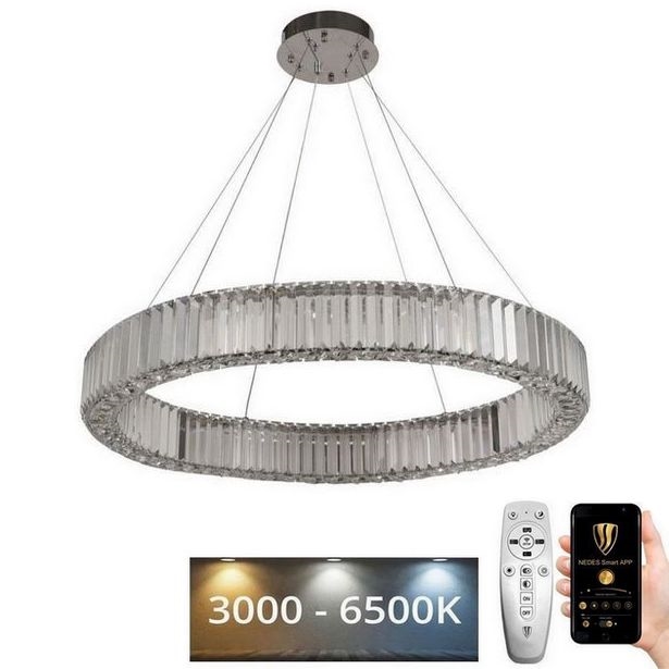 LED Pritemdomas krištolo pakabinamas sietynas LED/50W/230V 3000-6500K blizgus chromas + nuotolinio valdymo pultas