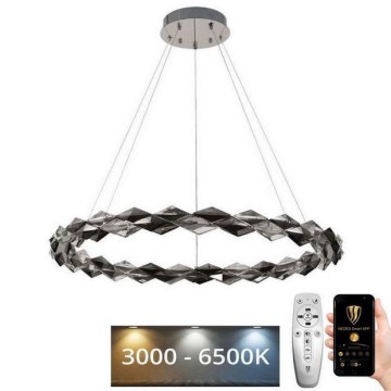 LED Pritemdomas krištolo pakabinamas sietynas LED/55W/230V 3000-6500K blizgus chromas + nuotolinio valdymo pultas