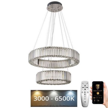 LED Pritemdomas krištolo pakabinamas sietynas LED/65W/230V 3000-6500K blizgus chromas + nuotolinio valdymo pultas