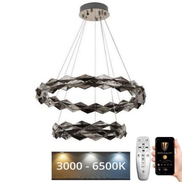 LED Pritemdomas krištolo pakabinamas sietynas LED/65W/230V 3000-6500K blizgus chromas + nuotolinio valdymo pultas