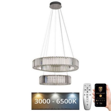 LED Pritemdomas krištolo pakabinamas sietynas LED/65W/230V 3000-6500K blizgus chromas + nuotolinio valdymo pultas