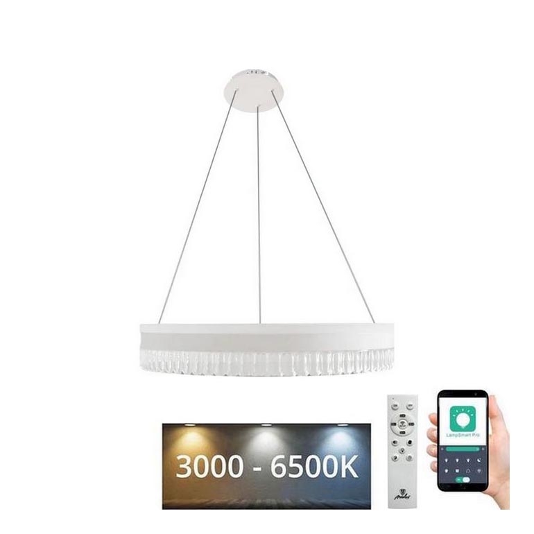 LED Pritemdomas krištolo pakabinamas sietynas LED/80W/230V 3000-6500K baltas + nuotolinio valdymo pultas