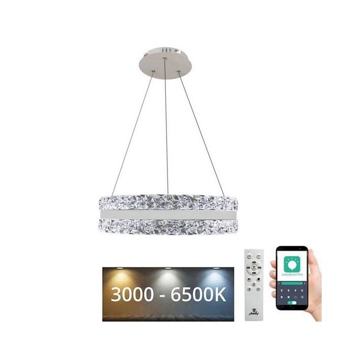 LED Pritemdomas krištolo pakabinamas sietynas  LED/80W/230V 3000-6500K baltas + nuotolinio valdymo pultas