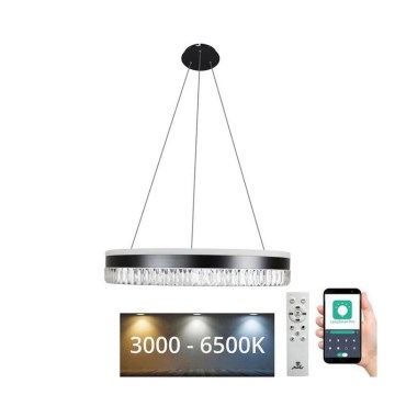 LED Pritemdomas krištolo pakabinamas sietynas LED/80W/230V 3000-6500K juodas + nuotolinio valdymo pultas