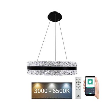 LED Pritemdomas krištolo pakabinamas sietynas LED/80W/230V 3000-6500K juodas + nuotolinio valdymo pultas