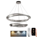 LED Pritemdomas krištolo pakabinamas sietynas LED/90W/230V 3000-6500K blizgus chromas + nuotolinio valdymo pultas