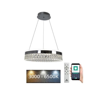LED Pritemdomas krištolo pakabinamas sietynas LED/90W/230V 3000-6500K blizgus chromas + nuotolinio valdymo pultas