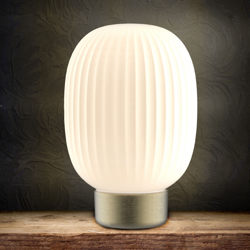 LED pritemdomas, liečiamas stalinis šviestuvas LATTE LED/1,8W/5V USB 2000 mAh auksas/balta