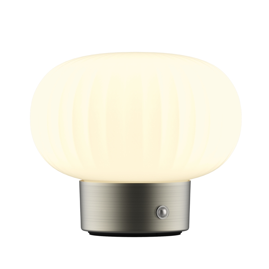 LED pritemdomas, liečiamas stalinis šviestuvas LATTE LED/1,8W/5V USB 2000 mAh matinis chromas/balta