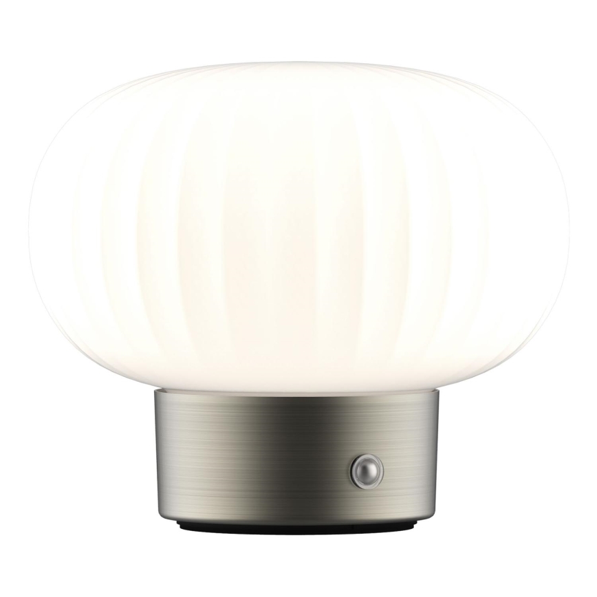 LED pritemdomas, liečiamas stalinis šviestuvas LATTE LED/1,8W/5V USB 2000 mAh matinis chromas/balta