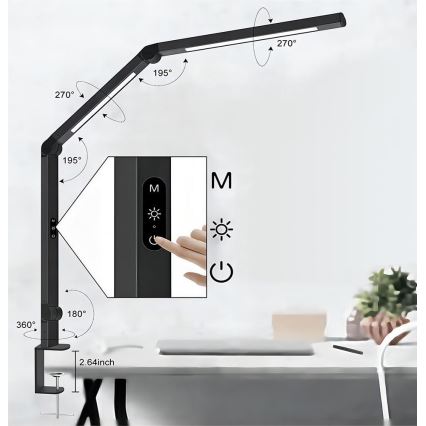 LED šviesos reguliavimas jutiklinė lankstus Stalinis šviestuvas POINTIQ LED/12W/230V 3000/4000/5000/6500K CRI 92 juoda