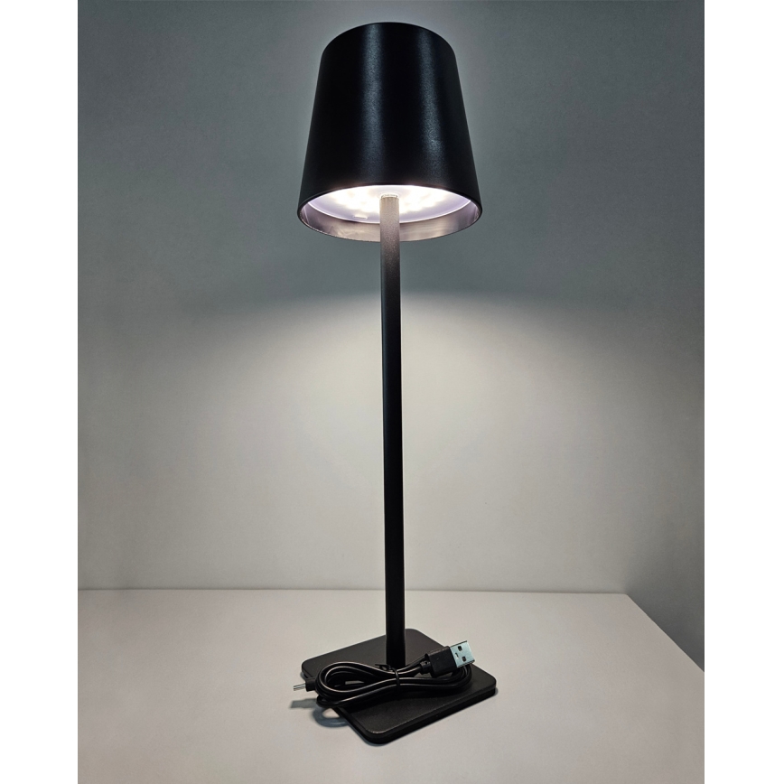 LED pritemdomas, liečiamas stalinis šviestuvas LED/5W/5V USB 1200 mAh juoda