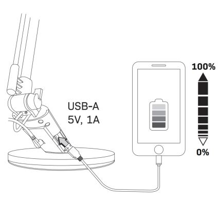 LED pritemdomas, liečiamas stalinis šviestuvas OPTIMUM LED/7W/230V USB 3000/4000/6000K sidabras