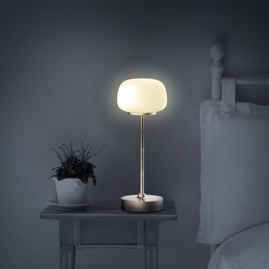 LED pritemdomas, liečiamas stalinis šviestuvas RIMINI LED/2W/5V USB 2000 mAh auksas/balta