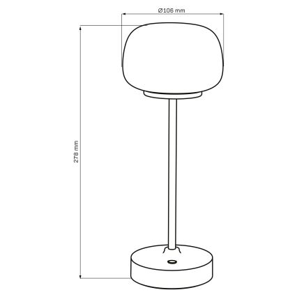 LED pritemdomas, liečiamas stalinis šviestuvas RIMINI LED/2W/5V USB 2000 mAh juoda/balta
