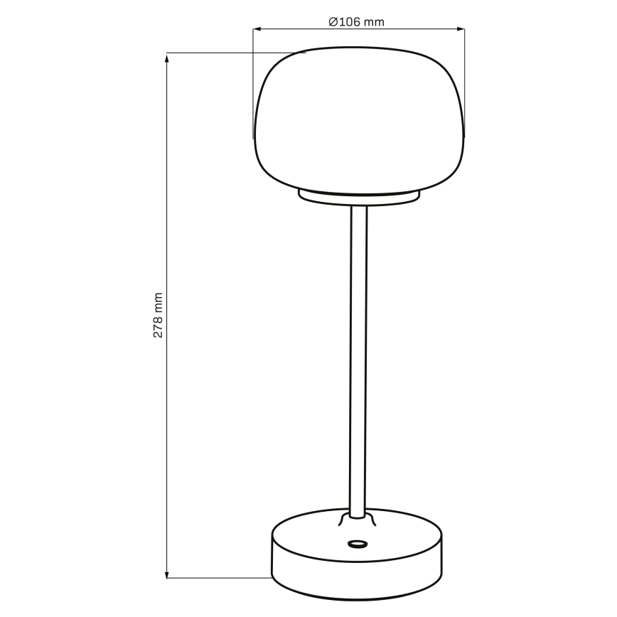 LED pritemdomas, liečiamas stalinis šviestuvas RIMINI LED/2W/5V USB 2000 mAh juoda/balta