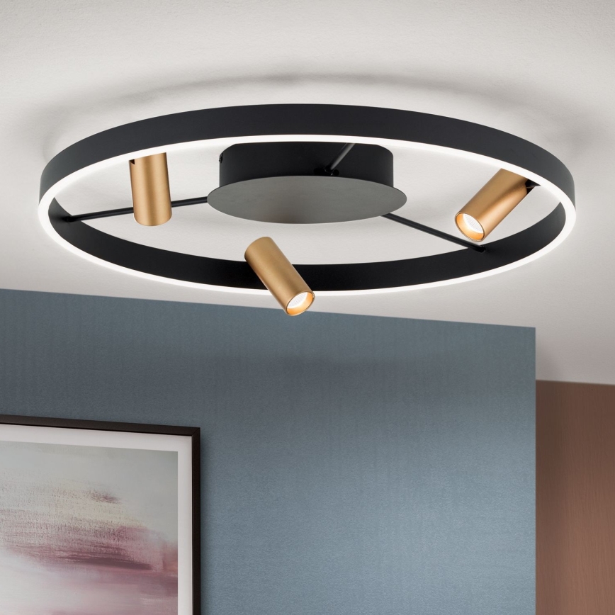 LED Pritemdomas lubinis šviestuvas BERLIN LED/50W/230V juoda/auksas