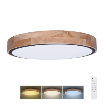 LED Pritemdomas lubinis šviestuvas IRON OAK LED/48W/230V 3000-6500K ąžuolas diametras 40 cm + nuotolinio valdymo pultas