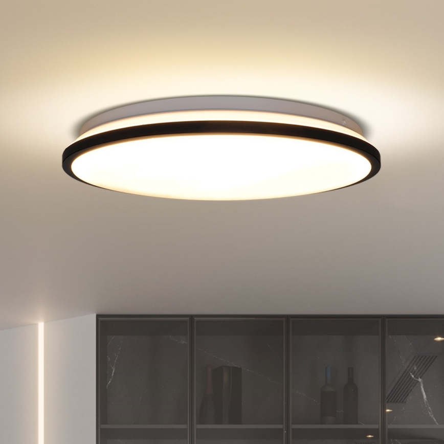 LED Pritemdomas lubinis šviestuvas JAMIL LED/48W/230V 3000-6500K juoda + nuotolinio valdymo pultas