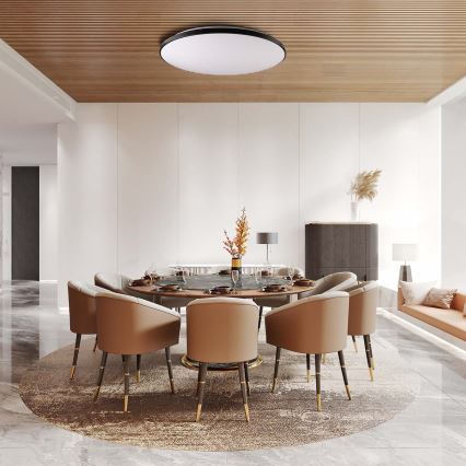 LED Pritemdomas lubinis šviestuvas KERN LED/80W/230V 3000-6000K diametras 80 cm juoda + nuotolinio valdymo pultas