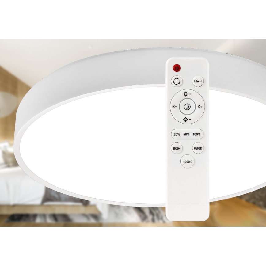 LED Pritemdomas lubinis šviestuvas LED/40W/230V 3000-6500K diametras 40 cm balta + nuotolinio valdymo pultas