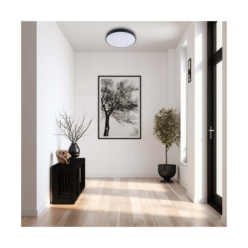 LED Pritemdomas lubinis šviestuvas LED/40W/230V 3000-6500K diametras 40 cm juoda + nuotolinio valdymo pultas