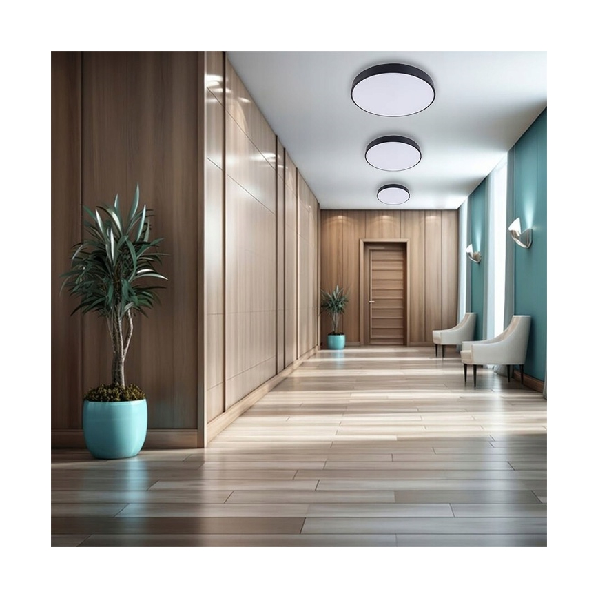 LED Pritemdomas lubinis šviestuvas LED/40W/230V 3000-6500K diametras 40 cm juoda + nuotolinio valdymo pultas