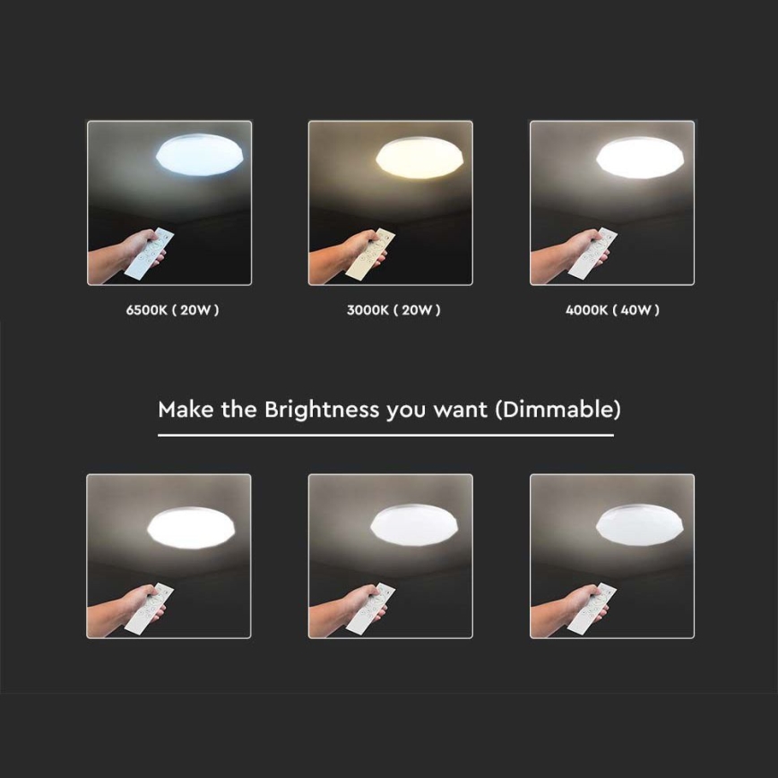 LED Pritemdomas lubinis šviestuvas LED/40W/230V 3000K/4000K/6500K diametras 38,8 cm + nuotolinio valdymo pultas