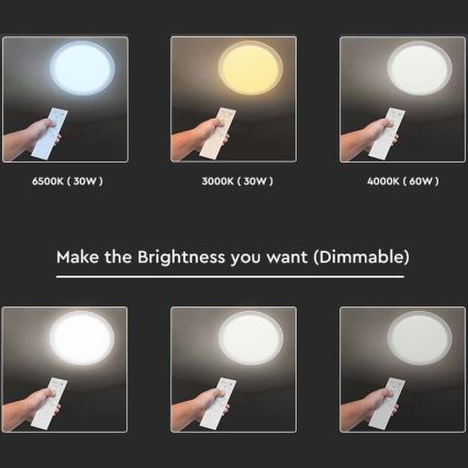 LED Pritemdomas lubinis šviestuvas LED/40W/230V 3000K/4000K/6500K diametras 56,5 cm + nuotolinio valdymo pultas
