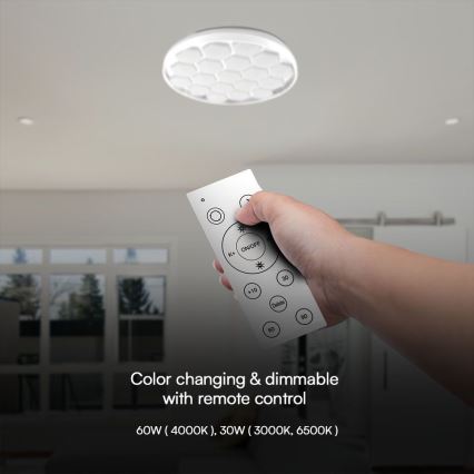 LED Pritemdomas lubinis šviestuvas LED/60W/230V 3000/4000/6500K + nuotolinio valdymo pultas