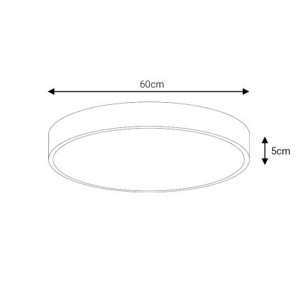 LED Pritemdomas lubinis šviestuvas LED/60W/230V 3000-6500K diametras 60 cm juoda + nuotolinio valdymo pultas