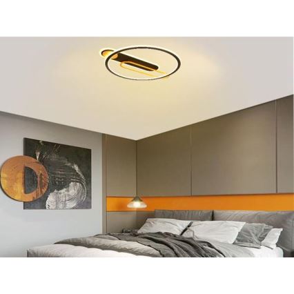 LED Pritemdomas lubinis šviestuvas LED/60W/230V 3000-6500K juoda + nuotolinio valdymo pultas