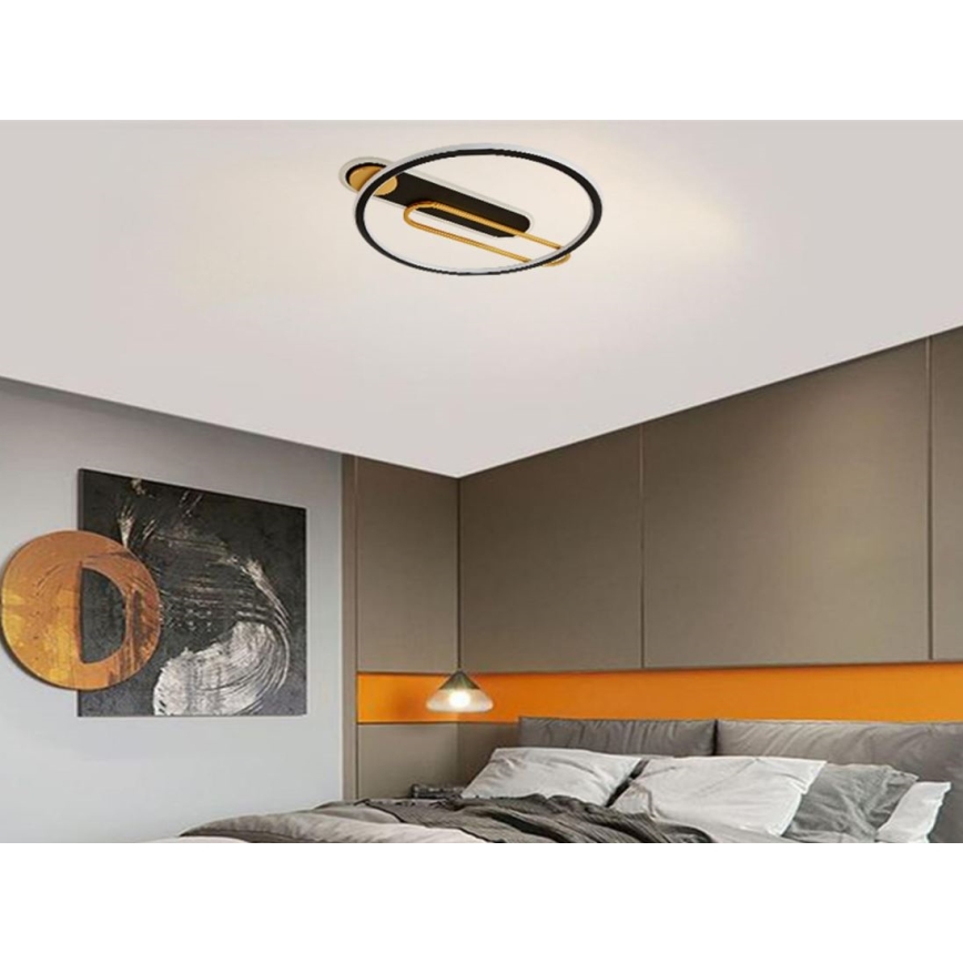 LED Pritemdomas lubinis šviestuvas LED/60W/230V 3000-6500K juoda + nuotolinio valdymo pultas