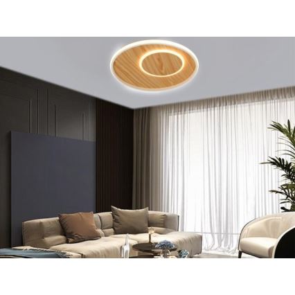 LED Pritemdomas lubinis šviestuvas LED/65W/230V 3000-6500K ruda + nuotolinio valdymo pultas