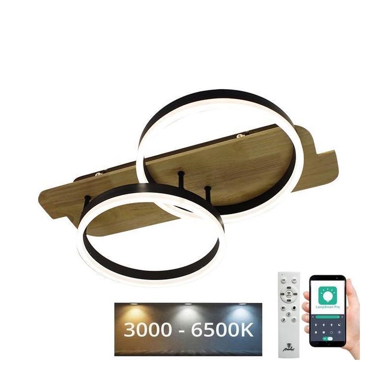 LED Pritemdomas lubinis šviestuvas LED/70W/230V 3000-6500K ąžuolas + nuotolinio valdymo pultas