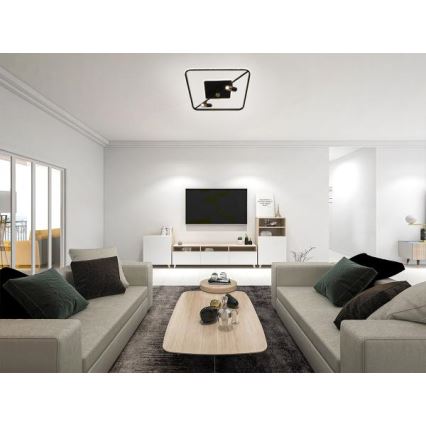 LED Pritemdomas lubinis šviestuvas LED/70W/230V 3000-6500K juoda + nuotolinio valdymo pultas