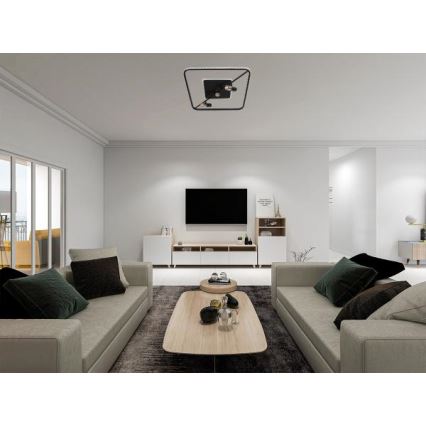 LED Pritemdomas lubinis šviestuvas LED/70W/230V 3000-6500K juoda + nuotolinio valdymo pultas