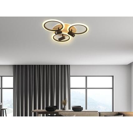 LED Pritemdomas lubinis šviestuvas LED/70W/230V 3000-6500K juoda/ruda + nuotolinio valdymo pultas